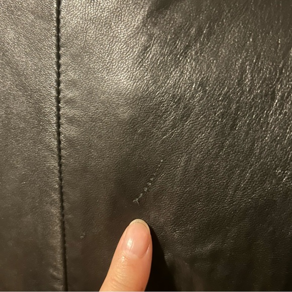 Vintage oversized buttery leather long black coat jacket puffed shoulder size M - Picture 7 of 15